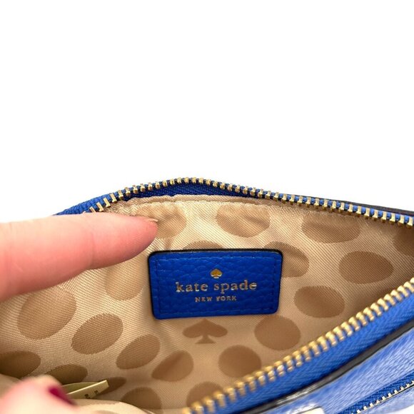 KATE SPADE Blue Cobble Hill Pebbled Leather Clutch Wristlet Purse Bag - Picture 8 of 9